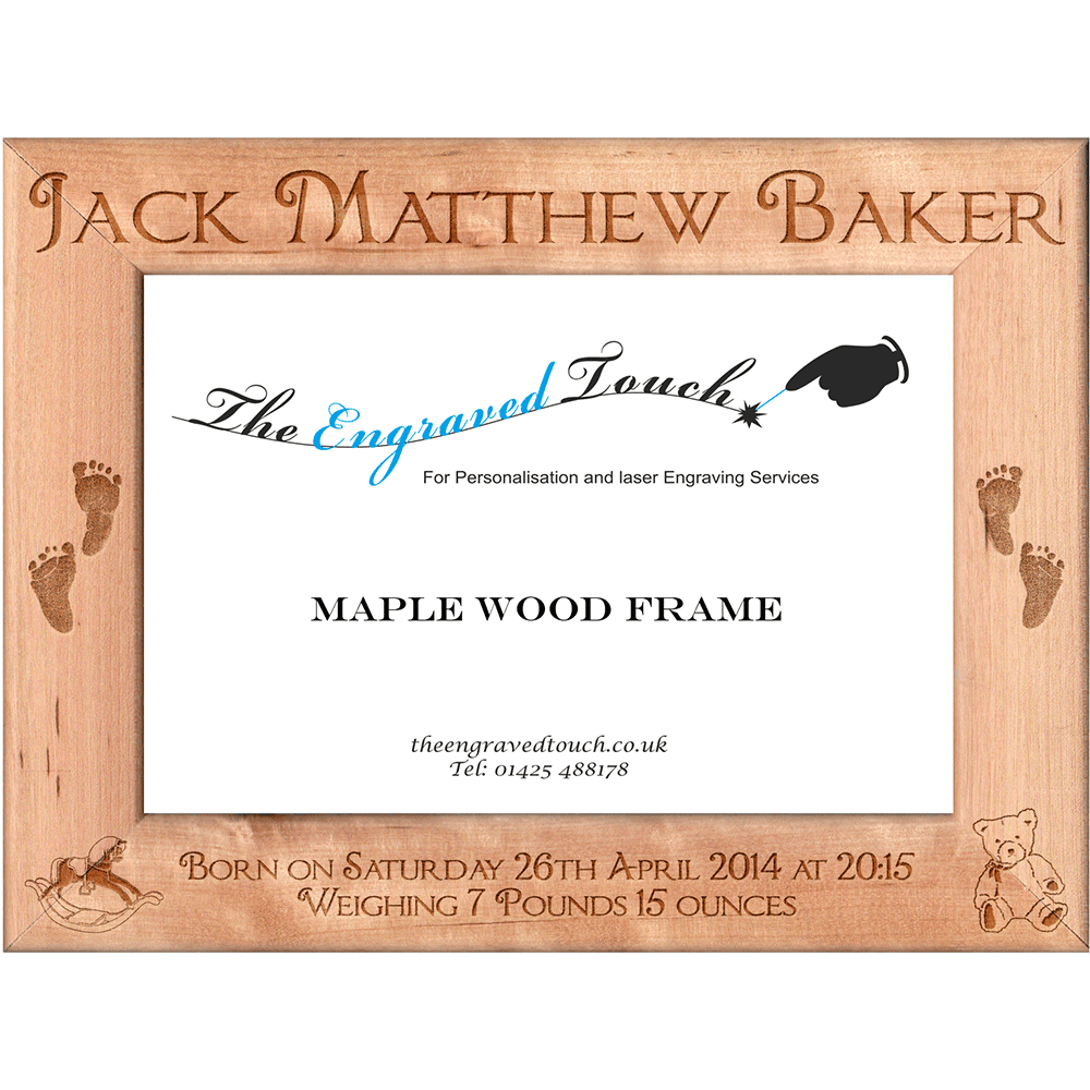 Baby Birth Personalised Wooden Photo Frame 5x7 Rustic Maple Wood ...