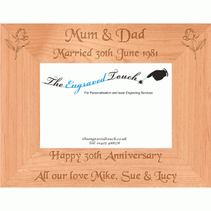 Anniversary Personalised Alder Wood Wooden Photo Frame 4x6