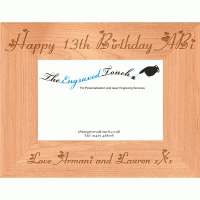 Birthday Personalised Alder Wood Wooden Photo Frame 5x7 - Template 2