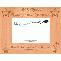 Birthday Personalised Alder Wood Wooden Photo Frame 4x6 - Template 3