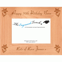 Birthday Personalised Alder Wood Wooden Photo Frame 4x6 - Template 6