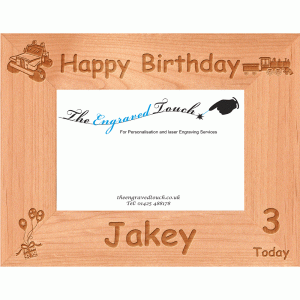 Birthday Personalised Alder Wood Wooden Photo Frame 4x6 - Template 9