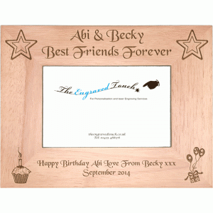 Birthday Personalised Oak Wood Wooden Photo Frame 4x6 - Template 3