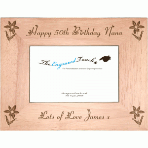 Birthday Personalised Oak Wood Wooden Photo Frame 4x6 - Template 6