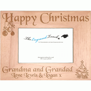 Christmas Personalised Oak Wood Wooden Photo Frame 4x6 - Template 1