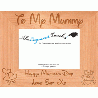 Mothers Day Personalised Alder Wood Wooden Photo Frame 4x6 - Template 2