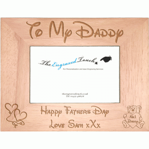 Fathers Day Personalised Oak Wood Wooden Photo Frame 4x6
