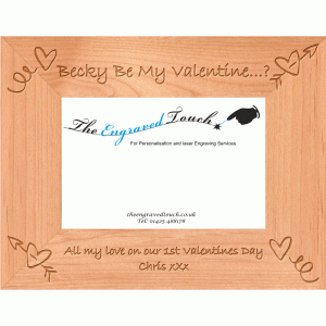 Valentines Day Personalised Alder Wood Wooden Photo Frame 4x6 - Template 1