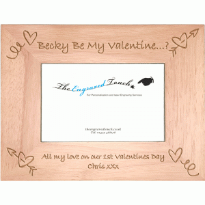 Valentines Day Personalised Oak Wood Wooden Photo Frame 4x6 Template 1