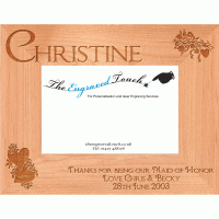 Maid Of Honor Personalised Alder Wood Wooden Photo Frame 4x6
