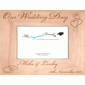 Wedding Day Personalised Oak Wood Wooden Photo Frame 4x6
