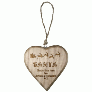 Personalised Rustic Thick Wooden Heart Christmas Template 1