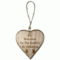 Personalised Rustic Thick Wooden Heart Christmas Template 6