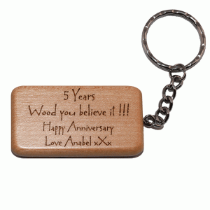 Personalised 5 Year Anniversary Rectangle Keyring