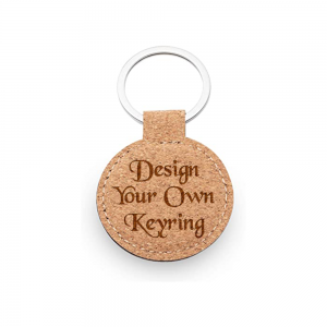 Design Your Own Personalised Cork Round Keyring | Real Cork | Perfect Gift / Present |