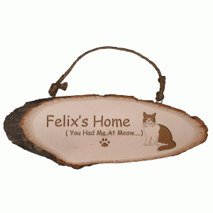 Personalised Rustic Wooden Plaque Cat Template 3