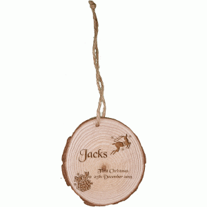 Personalised Small Round Rustic Wooden Plaque Christmas Template 1