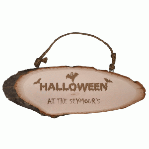 Personalised Rustic Wooden Plaque Halloween Template 2
