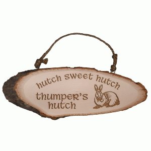 Personalised Rabbit Hutch Rustic Wooden Plaque