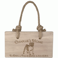 Personalised Large Rectangle Wooden Plaque Pug Template 4